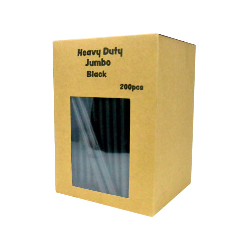 Heavy Duty Jumbo 12(Ø)mm paper Smoothie straw 350gsm, 230mm / BLACK