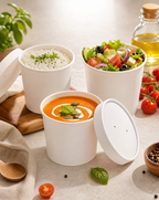12oz White Paper Soup & Lid Pot _ Cup _ Ice Cream _ Rice _ Salad _ Noodle - Case: 1000
