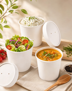 12oz White Paper Soup & Lid Pot _ Cup _ Ice Cream _ Rice _ Salad _ Noodle - Case: 1000