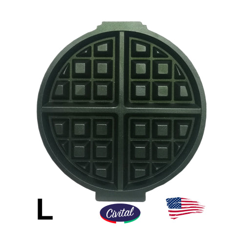 Civital DC Waffle Machine Plate Type -L- FITS CARBON'S MACHINES _ NON STICK _ SET 2 X PLATES