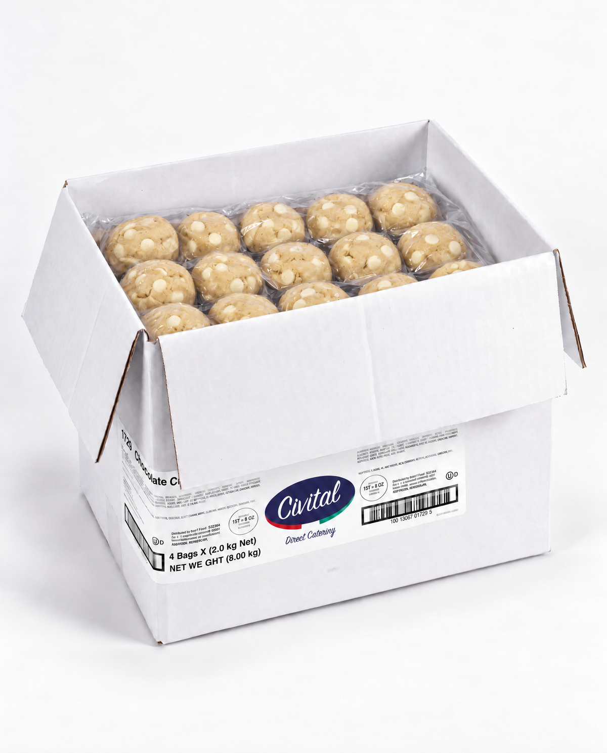 8kg Carmen’s White Chocolate Chip Cookie Dough - 200 Pucks