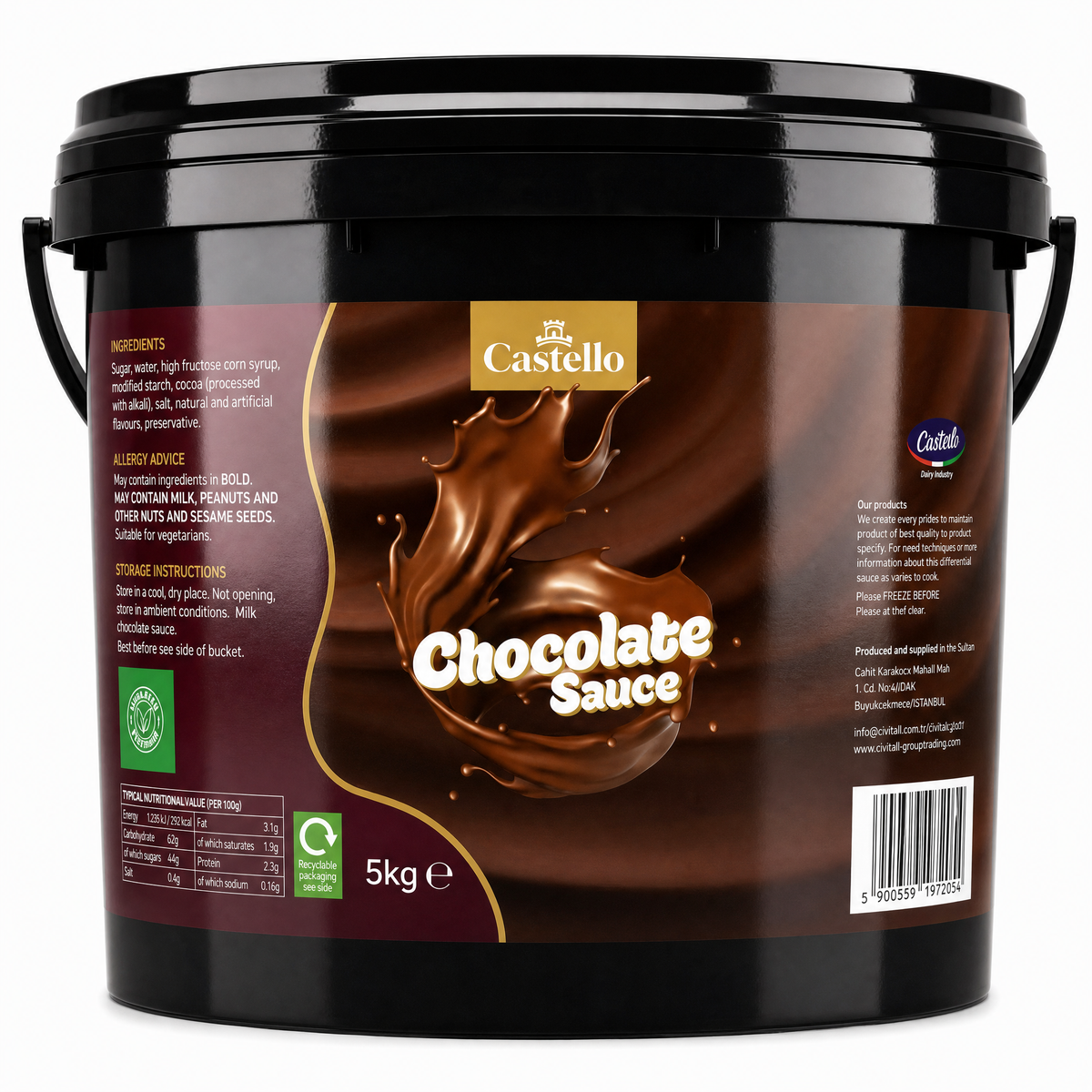 Castello Premium Liquid Chocolate Sauce 5kg