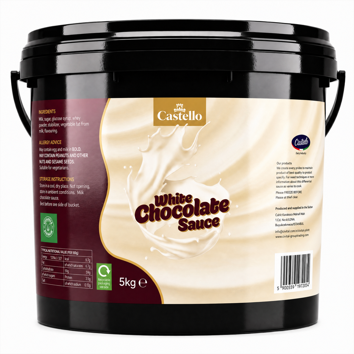 Castello Premium Liquid White Chocolate Sauce 5kg