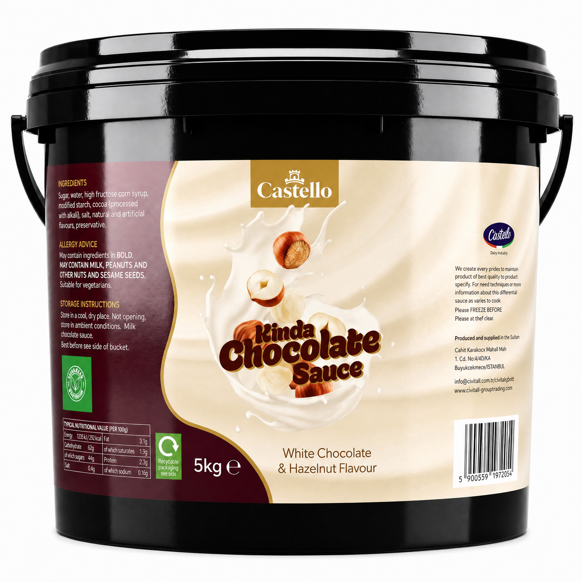 Castello Premium Liquid Kinda white Chocolate & Hazelnut Sauce (Kinder Bueno) 5kg