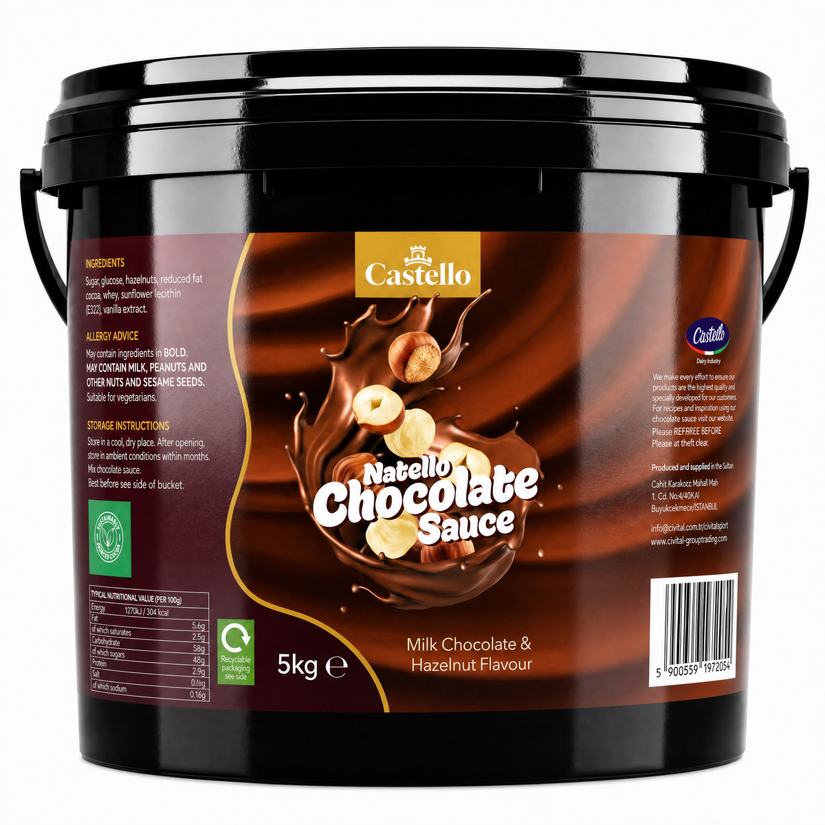 Castello Premium Liquid Natello Chocolate & Hazelnut Sauce (Nutella) 5kg