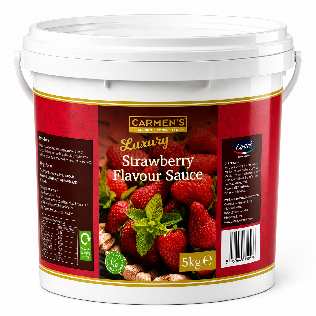 Carmen’s Luxury Strawberry Sauce 5kg for professional use