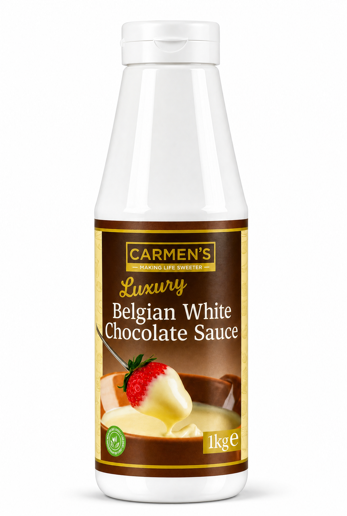 Carmen’s Luxury Belgian White Chocolate Sauce 1kg for professional use